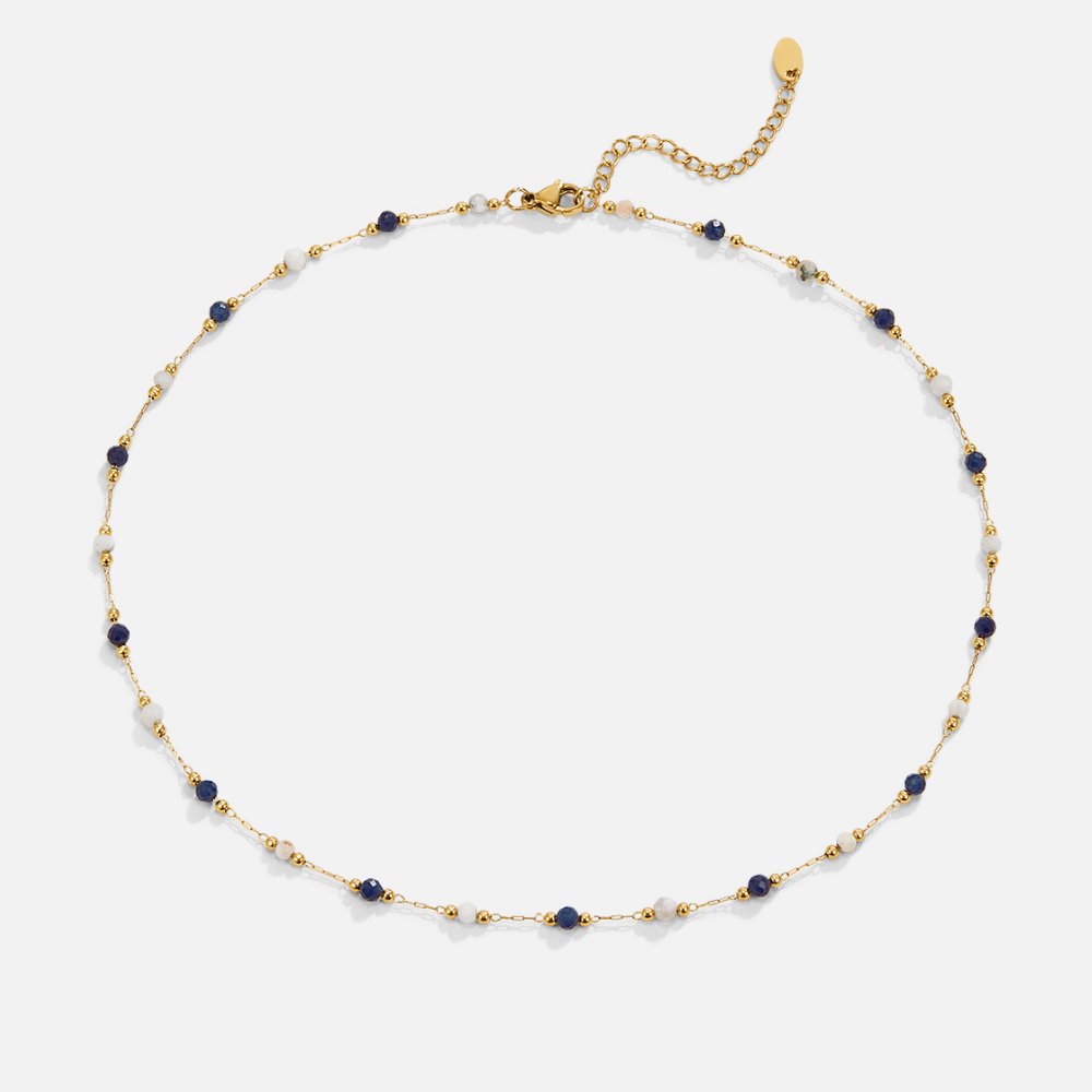 Black Bead Station Necklace-Necklaces-Yiyae-Yiyae