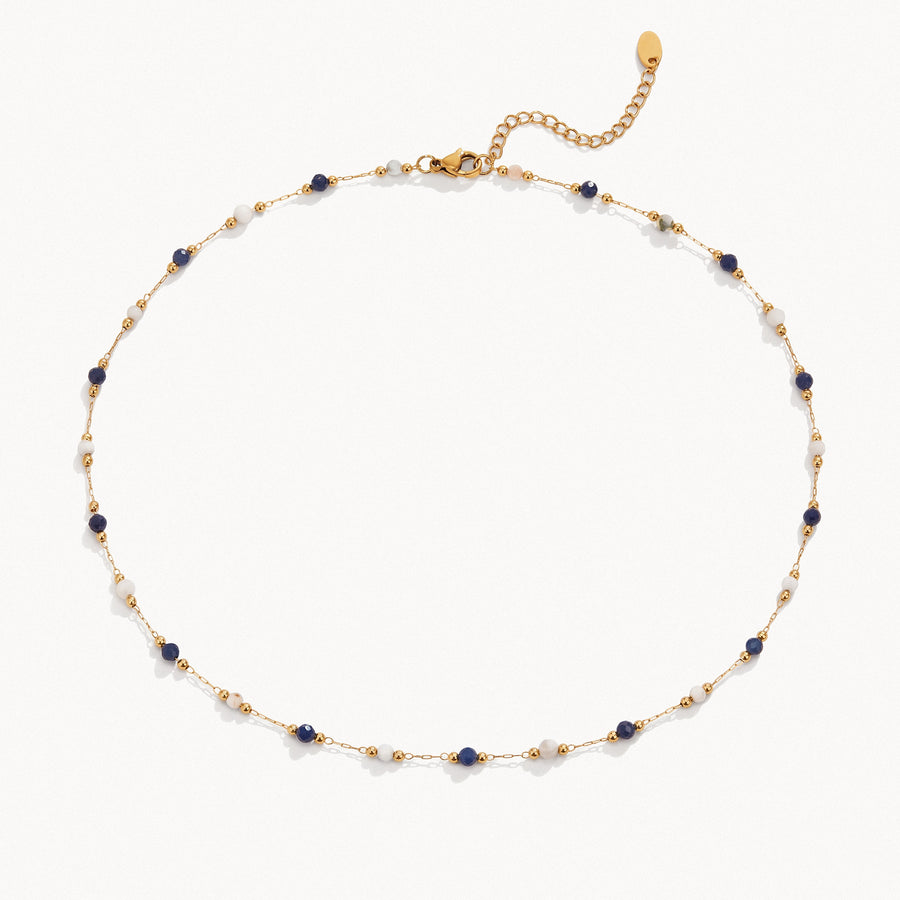 Black Bead Station Necklace