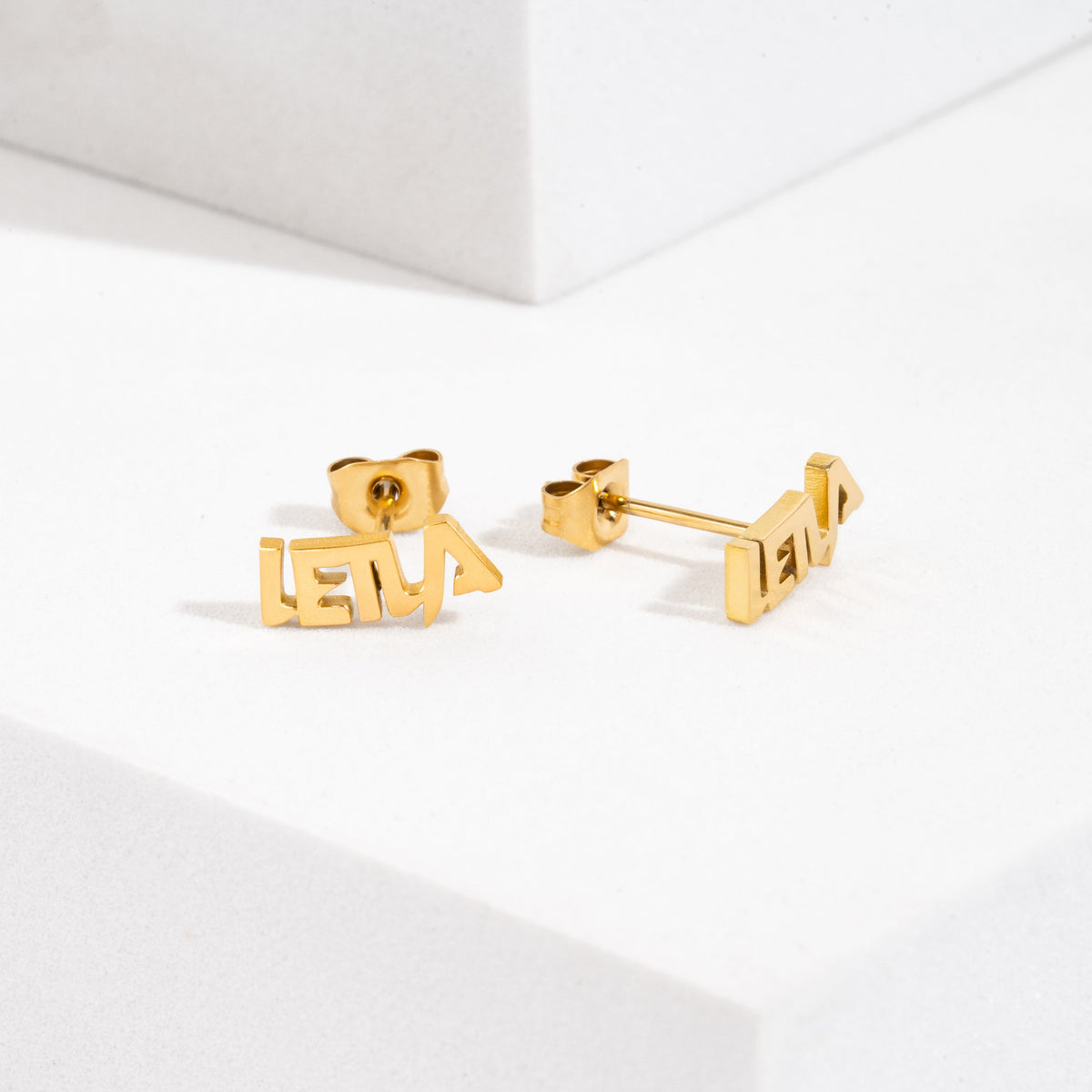 Block Name Stud Earrings-Earrings-Yiyae-Yiyae