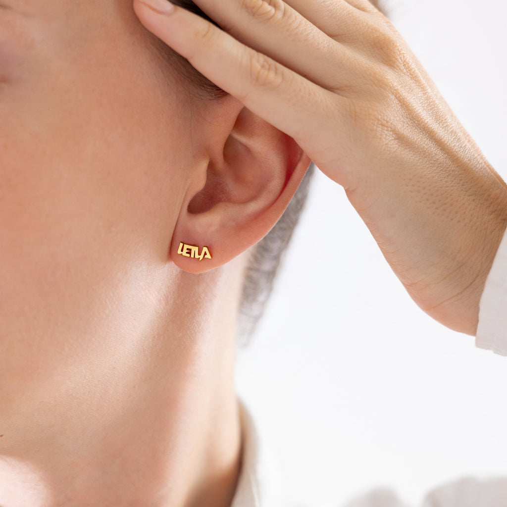 Block Name Stud Earrings-Earrings-Yiyae-Yiyae
