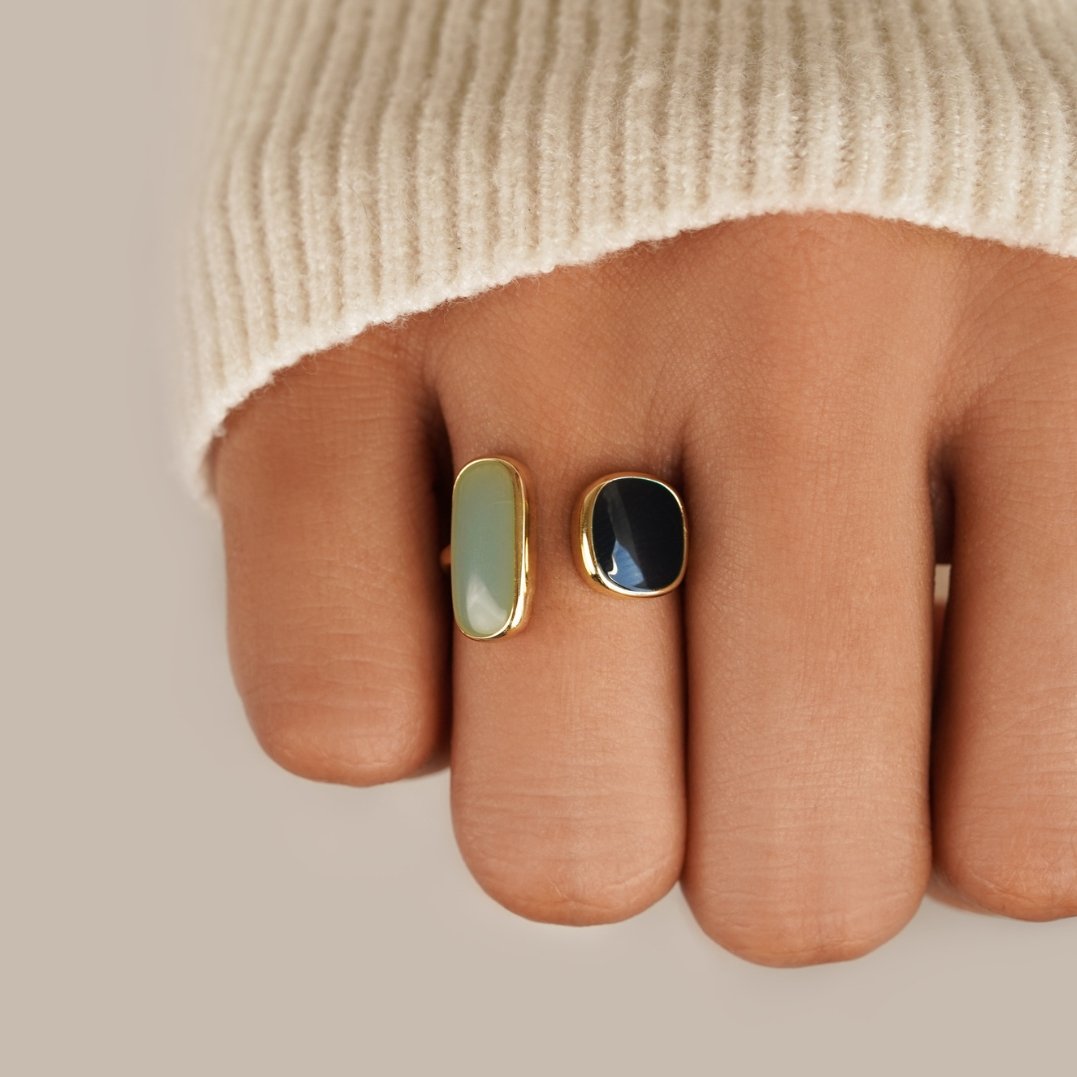 Blue Duo Stone Ring-Rings-Yiyae-Yiyae