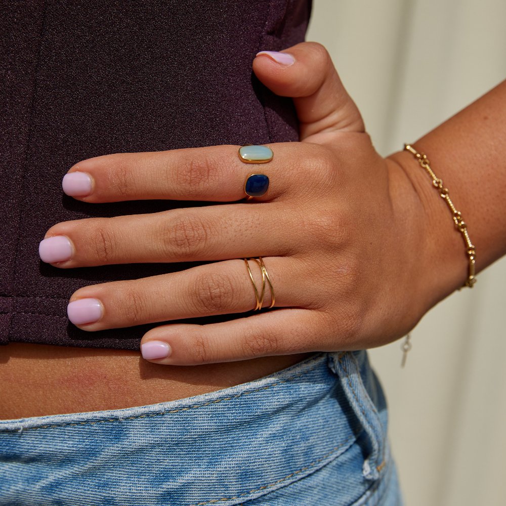 Blue Duo Stone Ring-Rings-Yiyae-Yiyae