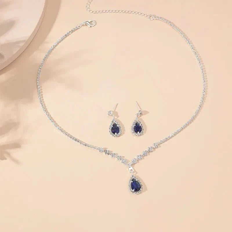Blue Teardrop Jewelry Set-Jewelry Sets-Yiyae-Yiyae