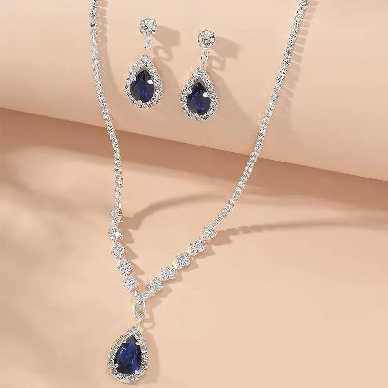Blue Teardrop Jewelry Set-Jewelry Sets-Yiyae-Yiyae