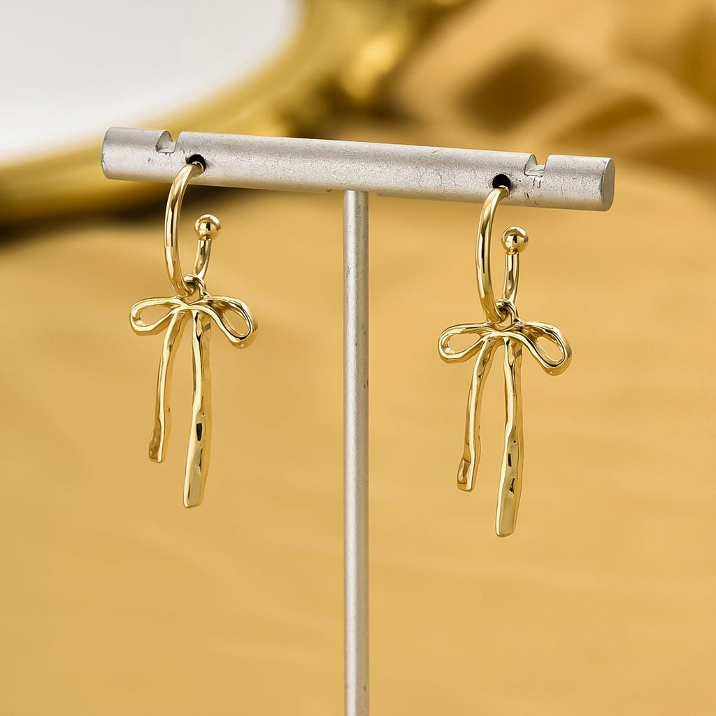 Bow Charm Earrings-Earrings-Yiyae-Yiyae