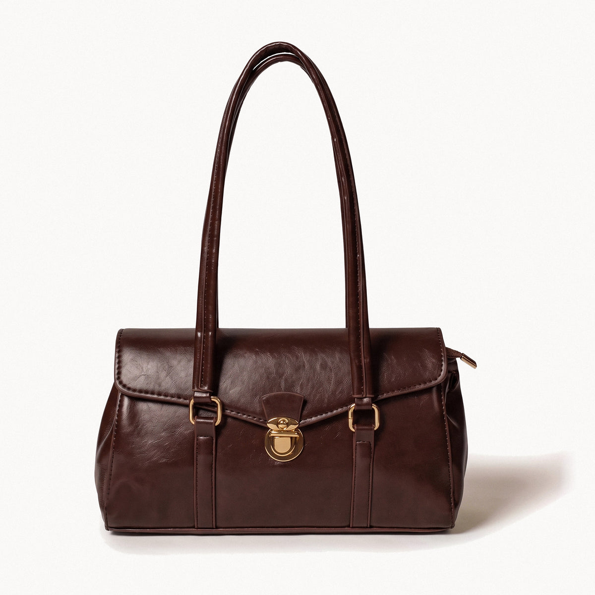 Buckle Detail Satchel-Bags-Yiyae-Brown-Yiyae