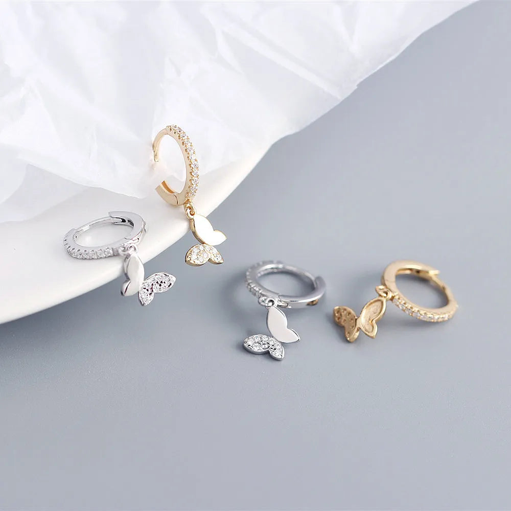 Butterfly Charm Hoops-Earrings-Yiyae-Yiyae