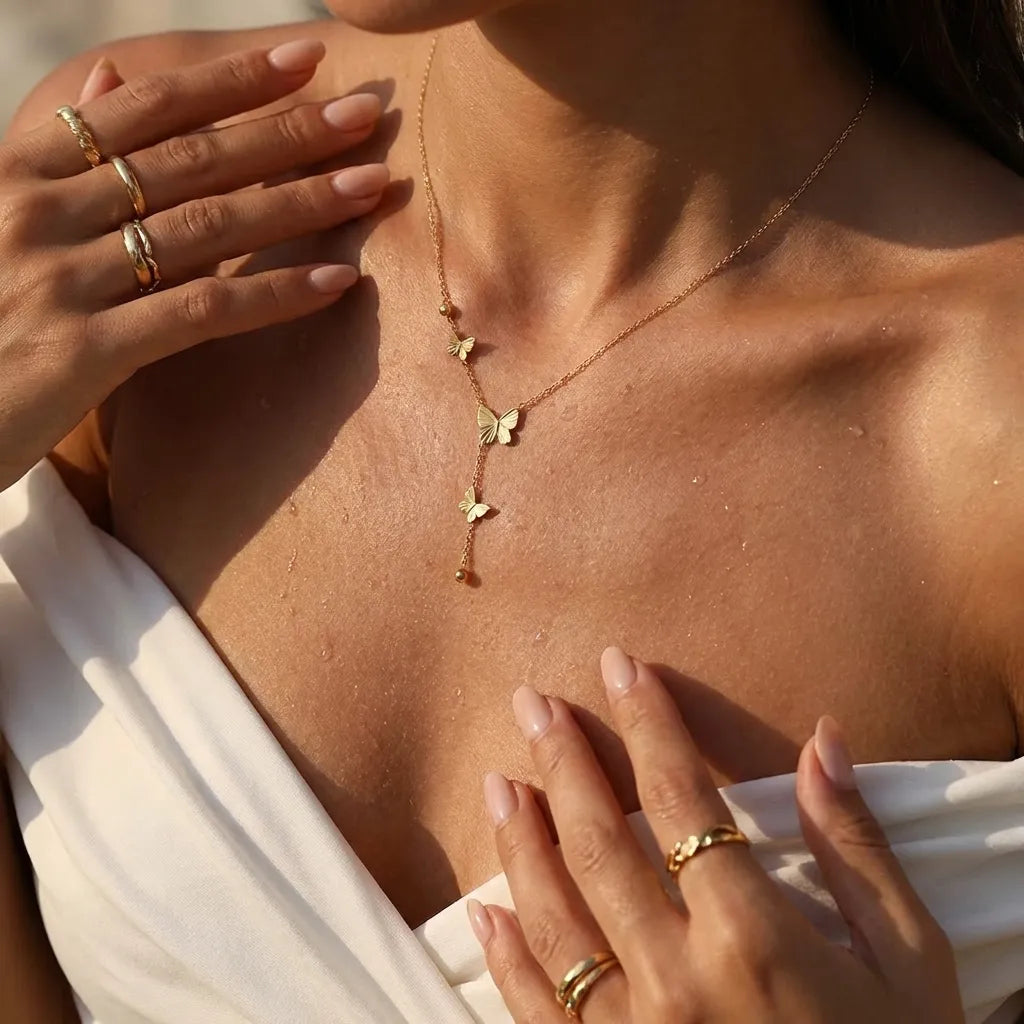 Butterfly Lariat Necklace-Necklaces-Yiyae-Yiyae