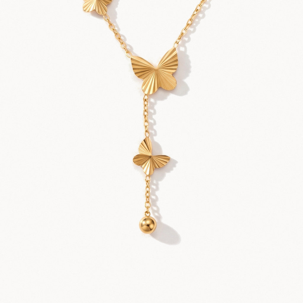 Butterfly Lariat Necklace-Necklaces-Yiyae-Gold-Yiyae