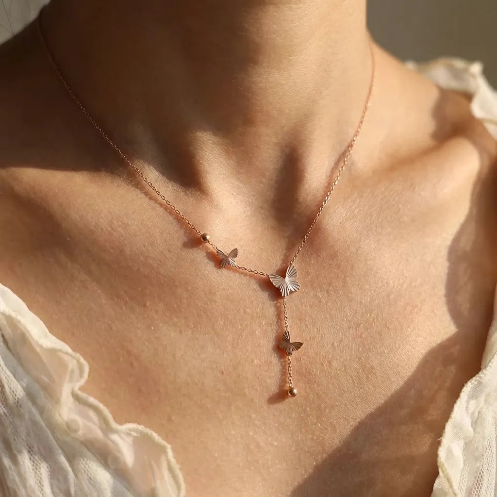 Butterfly Lariat Necklace-Necklaces-Yiyae-Silver-Yiyae