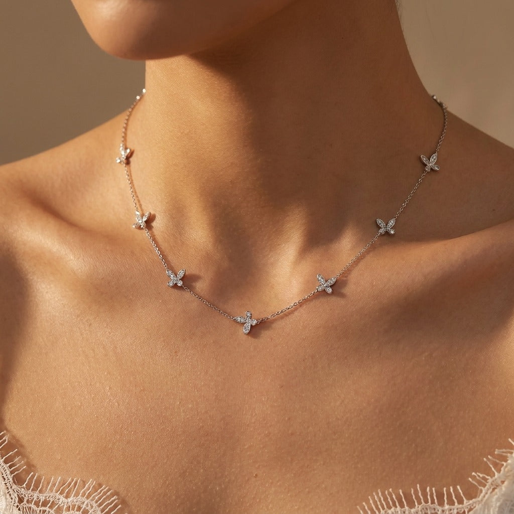 Butterfly Station Necklace-Necklaces-Yiyae-Yiyae
