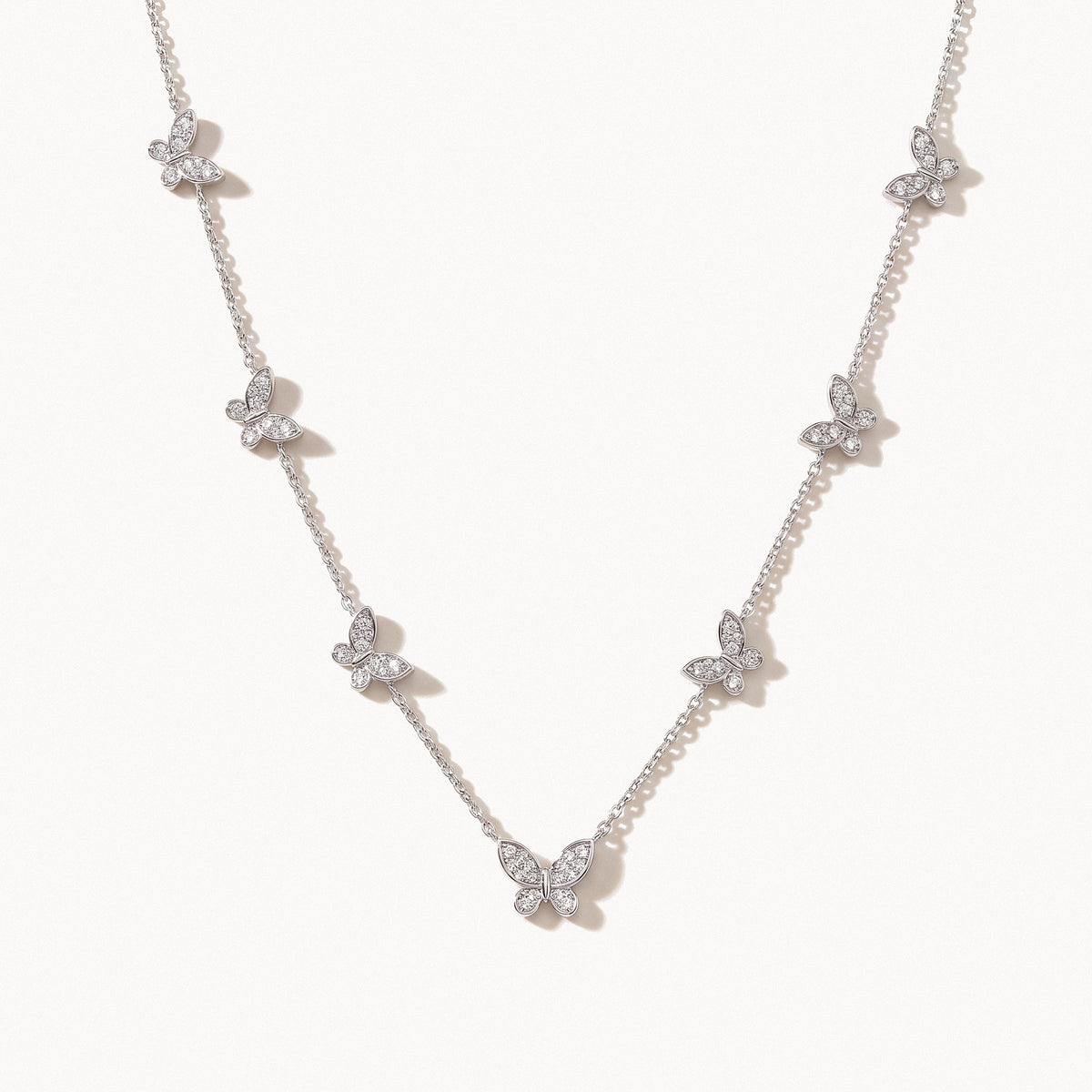 Butterfly Station Necklace-Necklaces-Yiyae-Silver-Yiyae