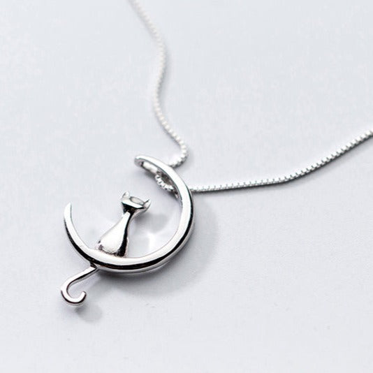 Cat & Moon Necklace-Necklaces-Yiyae-Yiyae