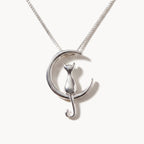 Cat & Moon Necklace-Necklaces-Yiyae-Silver-Yiyae