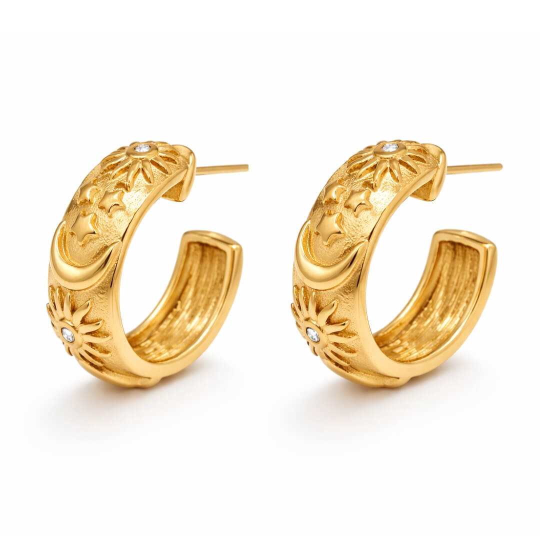 Celestial Hoop Earrings-Earrings-Yiyae-Yiyae