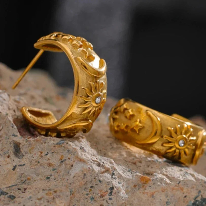 Celestial Hoop Earrings-Earrings-Yiyae-Yiyae