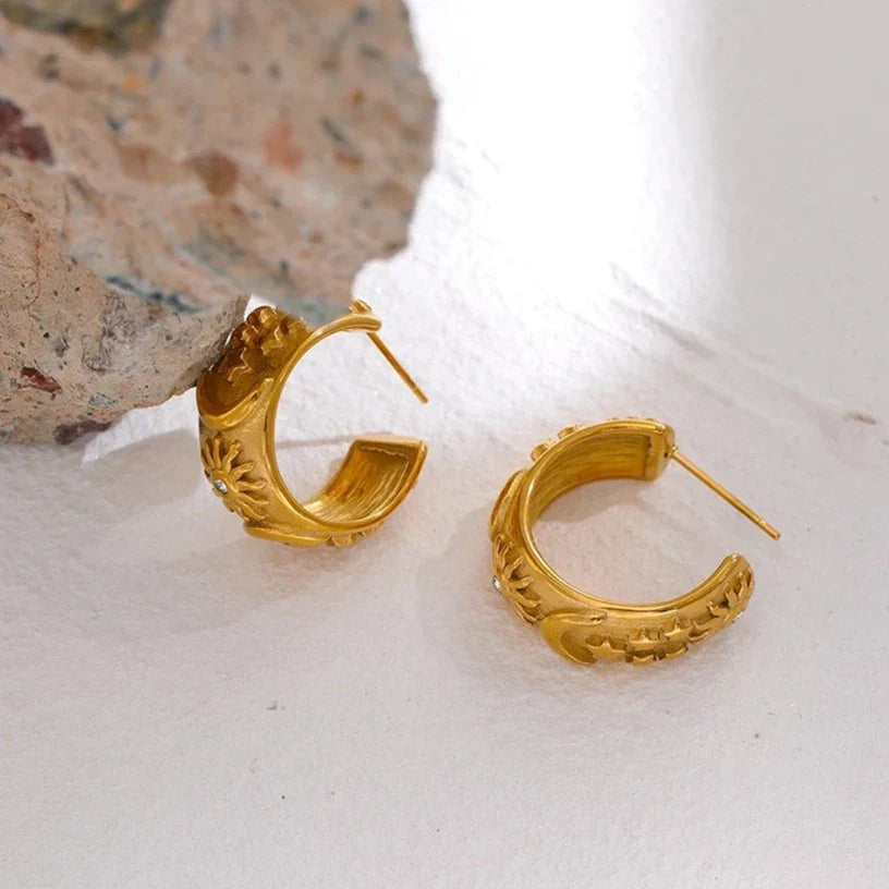 Celestial Hoop Earrings-Earrings-Yiyae-Yiyae