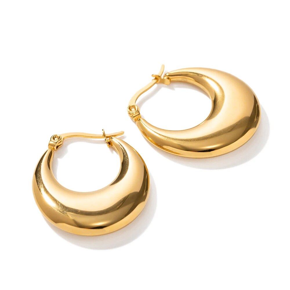 Chunky Crescent Hoops-Earrings-Yiyae-Yiyae