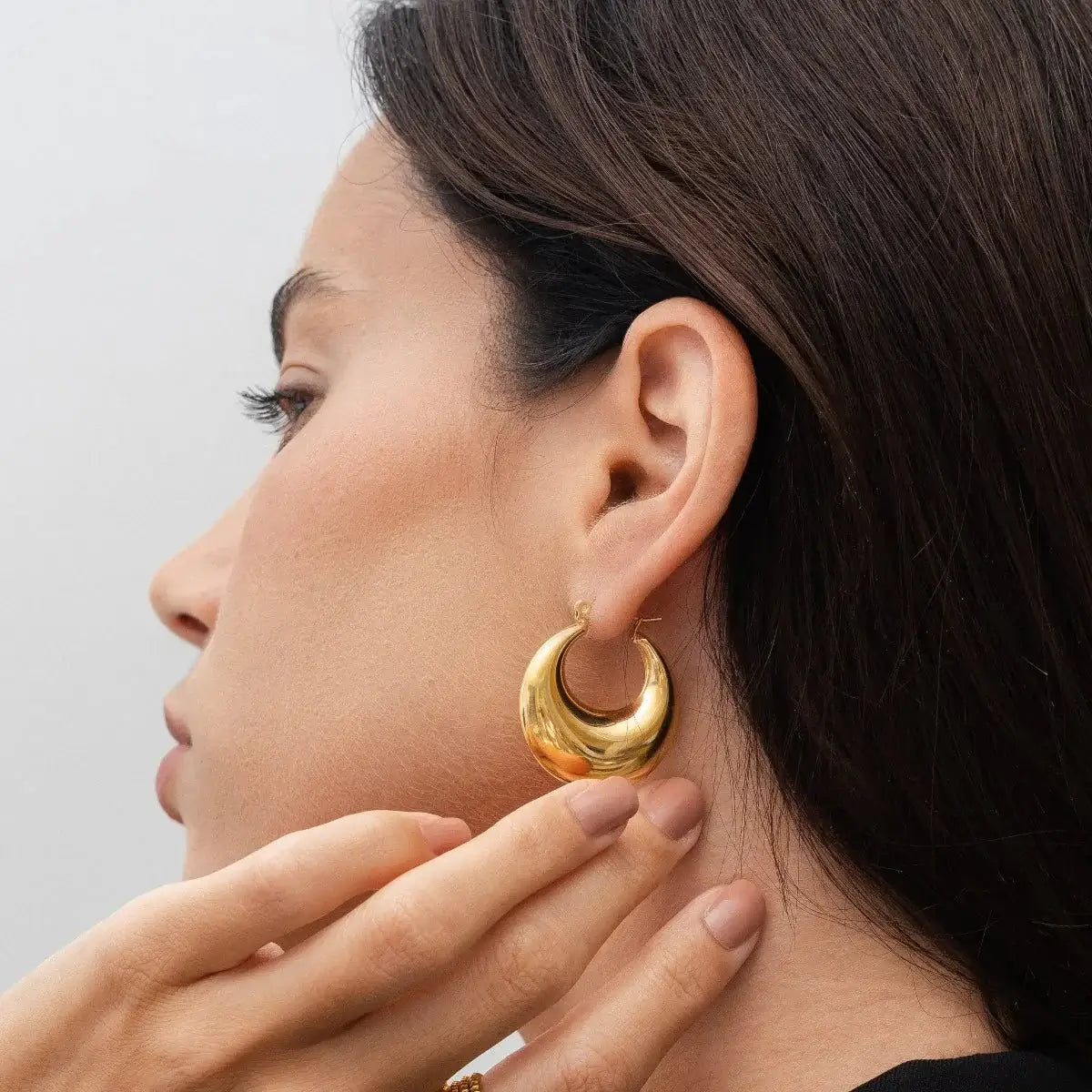 Chunky Crescent Hoops-Earrings-Yiyae-Yiyae