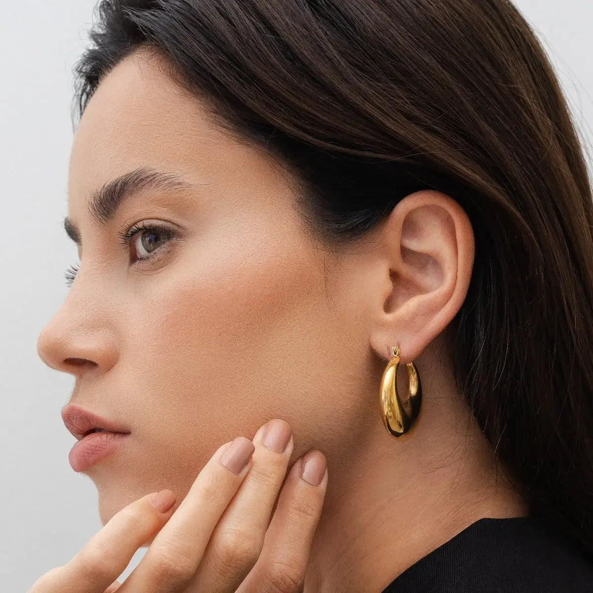 Chunky Crescent Hoops-Earrings-Yiyae-Yiyae