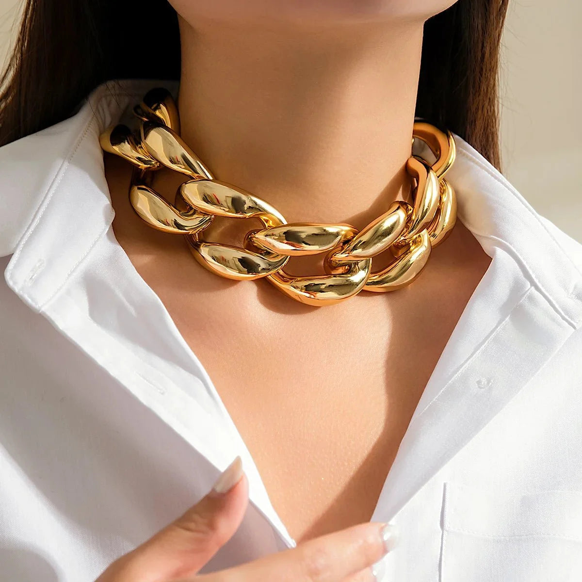 Chunky Cuban Link Choker-Necklaces-Yiyae-Yiyae