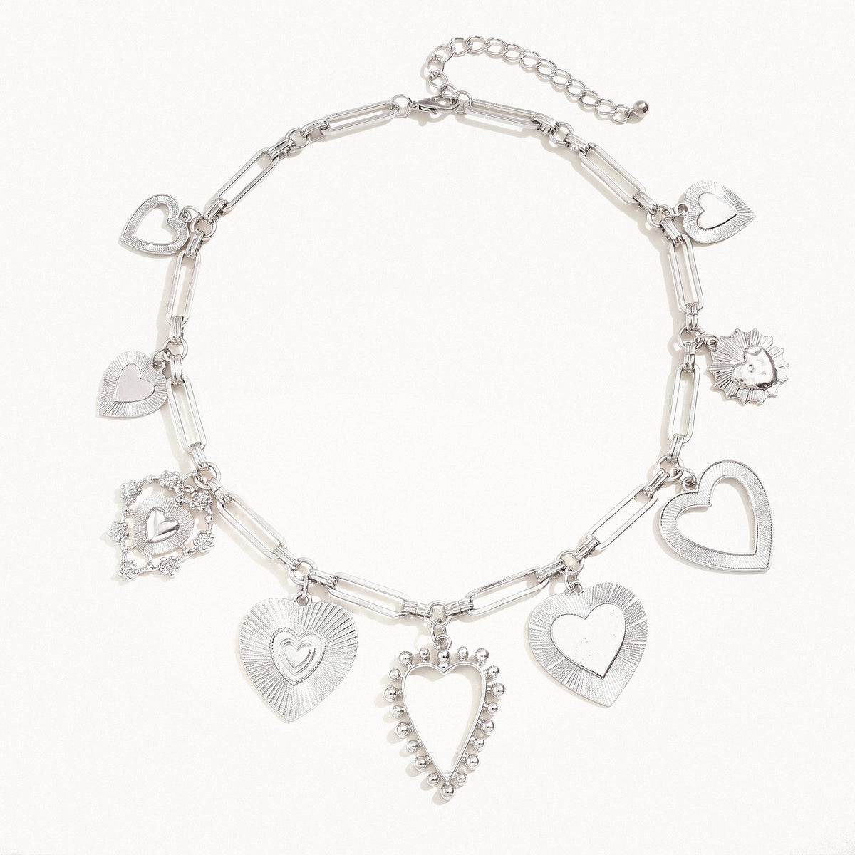 Chunky Heart Charm Necklace-Necklaces-Yiyae-Silver-Yiyae