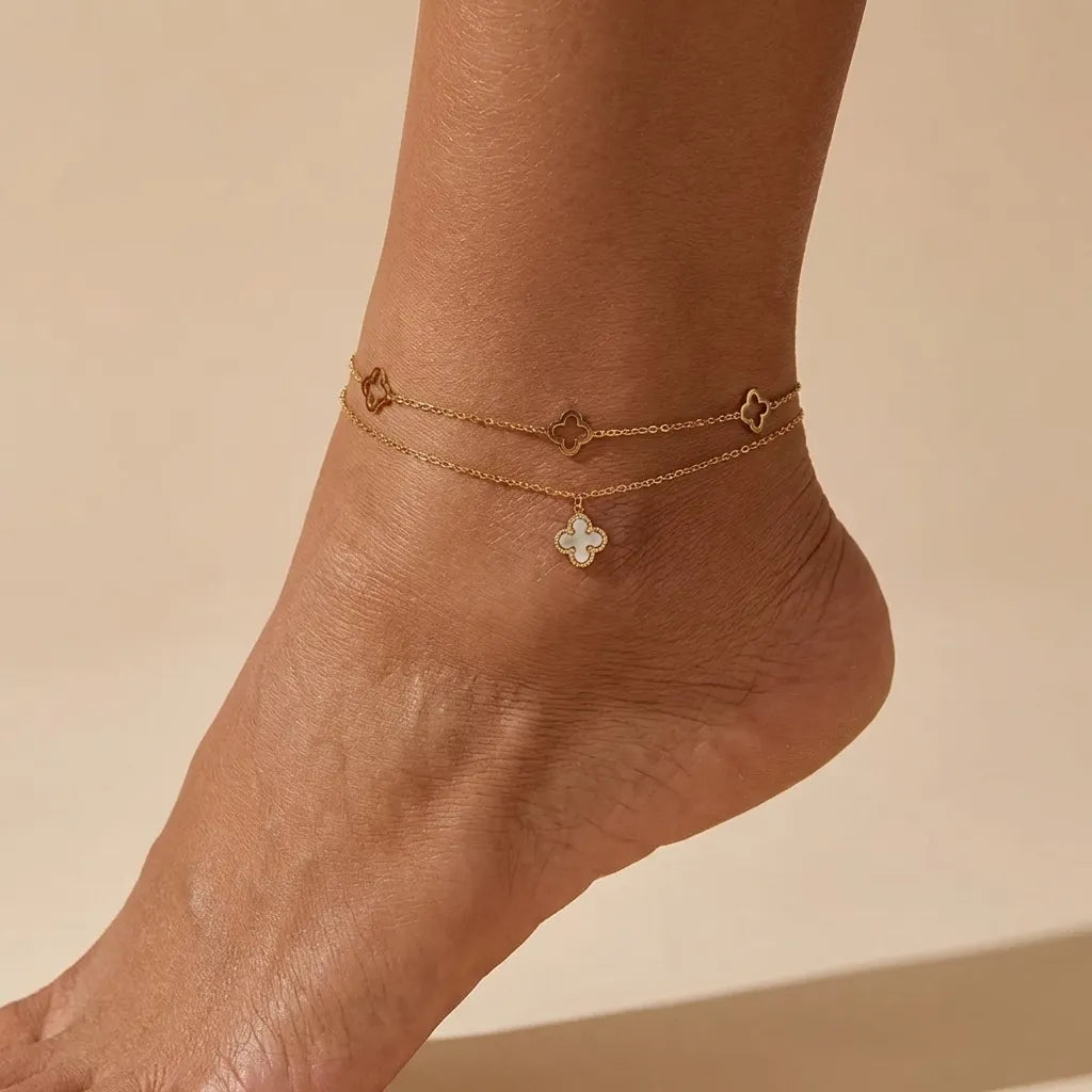 Clover Charm Anklet-Anklets-Yiyae-Yiyae