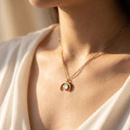 Crescent Moonstone Necklace-Necklaces-Yiyae-Yiyae