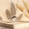 Crescent Moonstone Necklace-Necklaces-Yiyae-Silver-Yiyae