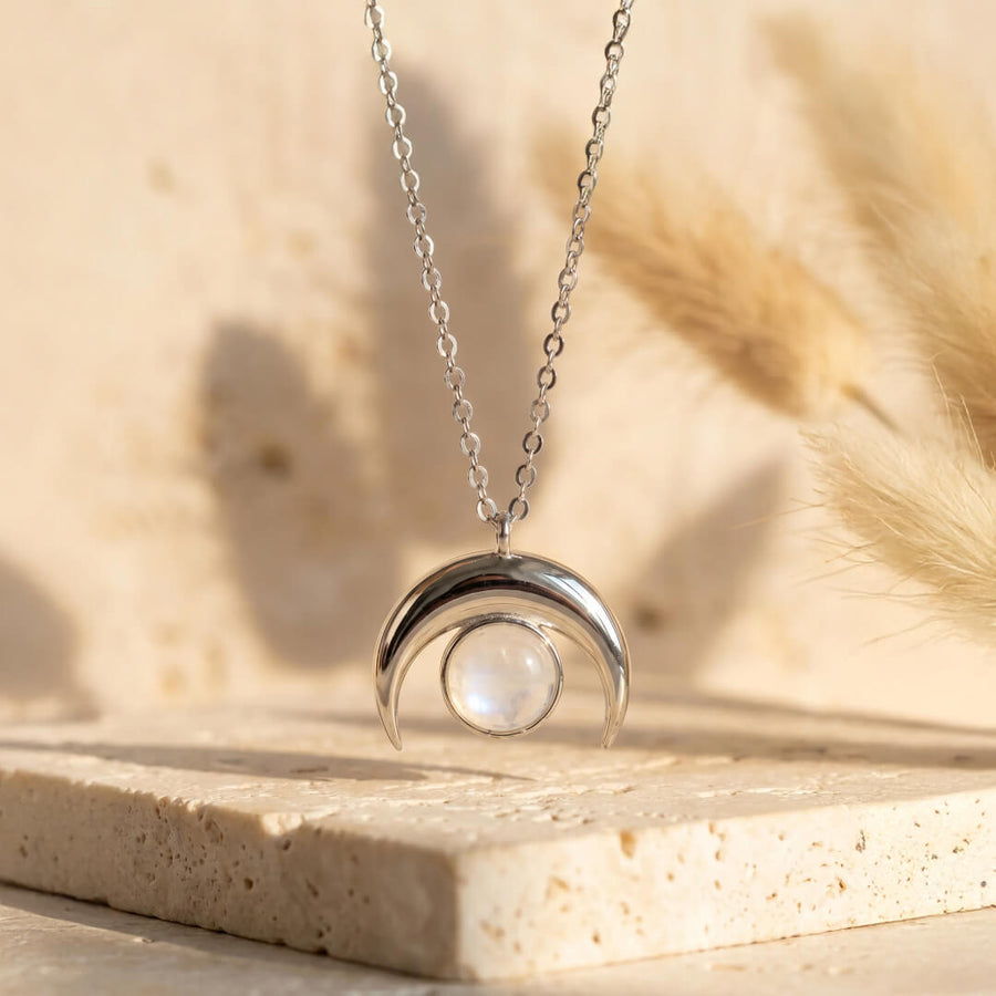 Crescent Moonstone Necklace