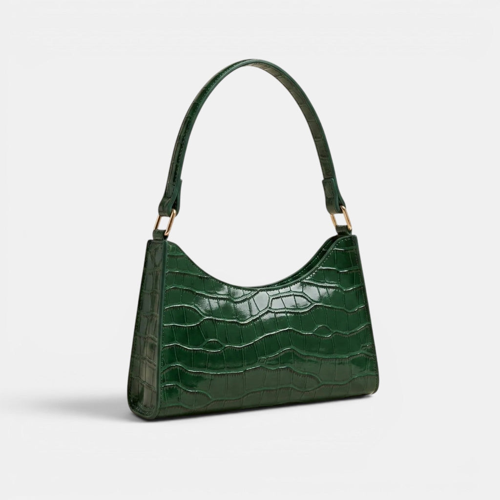 Croc-Effect Shoulder Bag-Bags-Yiyae-Green-Yiyae