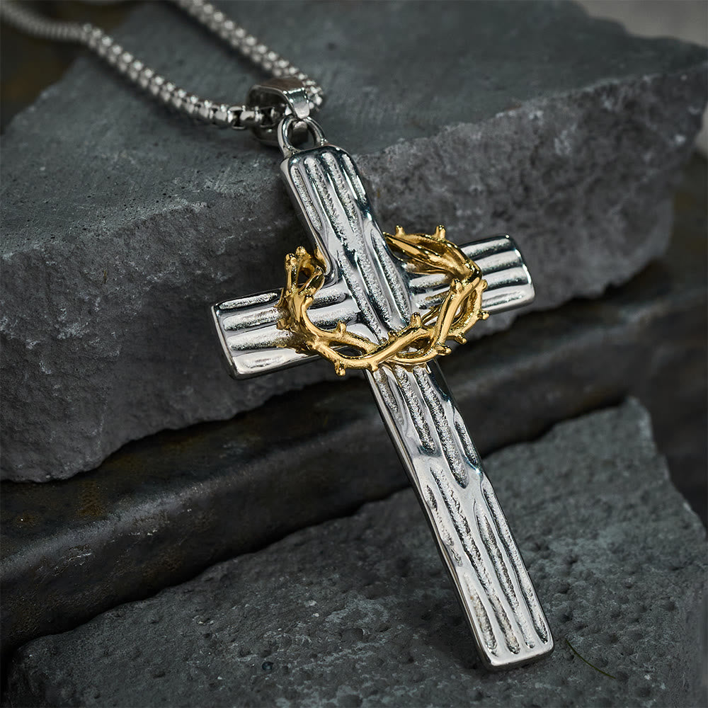 Crown of Thorns Cross Necklace-Necklaces-Yiyae-Yiyae