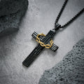 Crown of Thorns Cross Necklace-Necklaces-Yiyae-Black-Gold-Yiyae