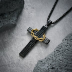 Crown of Thorns Cross Necklace-Necklaces-Yiyae-Black-Gold-Yiyae