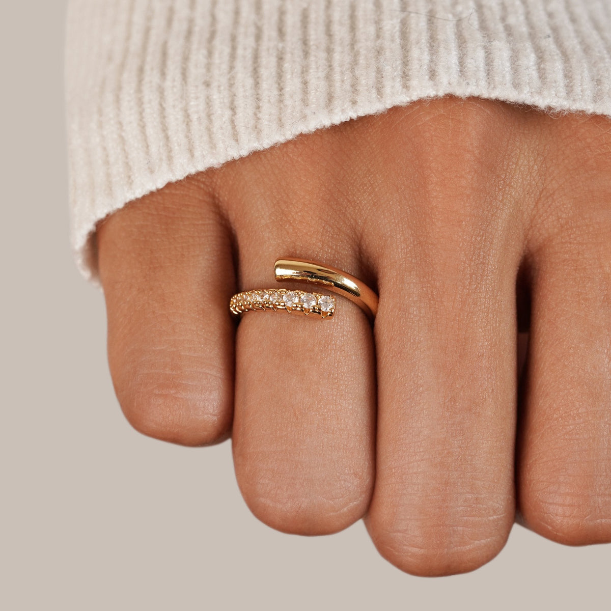 Crystal Bar Wrap Ring-Rings-Yiyae-Yiyae