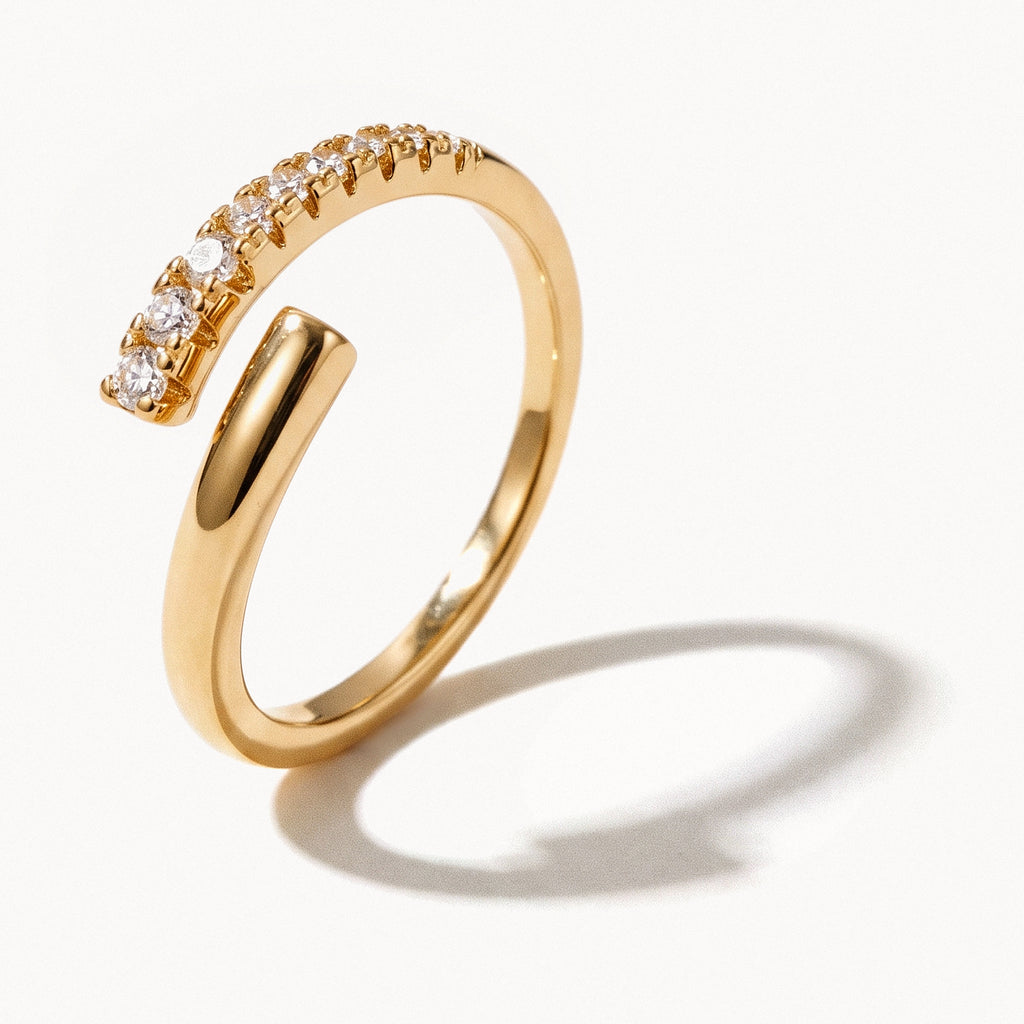 Crystal Bar Wrap Ring-Rings-Yiyae-Adjustable (Fits US 6-8)-18K Gold-Yiyae