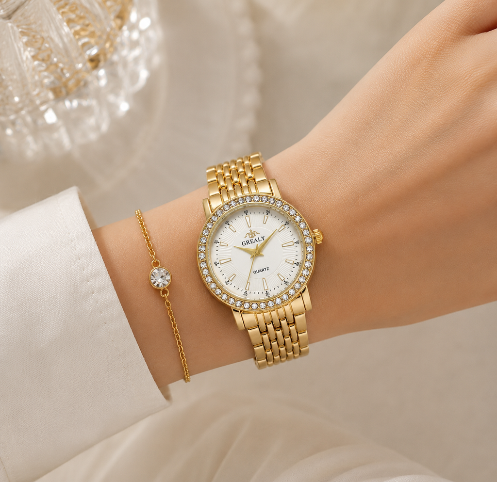 Crystal Bezel Bracelet Watch-Watches-Yiyae-Yiyae