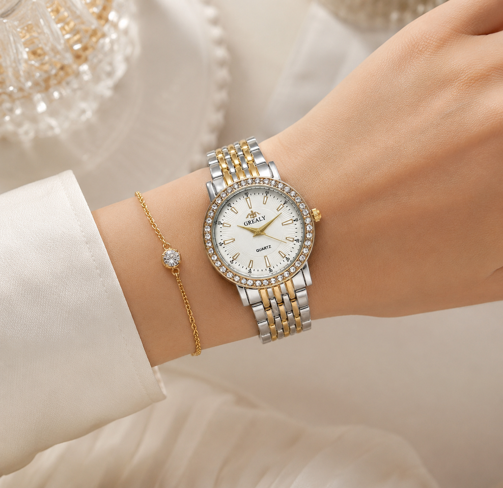 Crystal Bezel Bracelet Watch-Watches-Yiyae-Yiyae