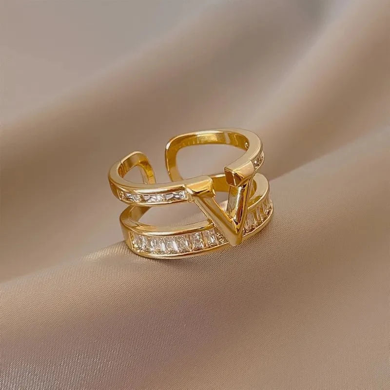 Crystal Chevron Ring-Rings-Yiyae-Yiyae