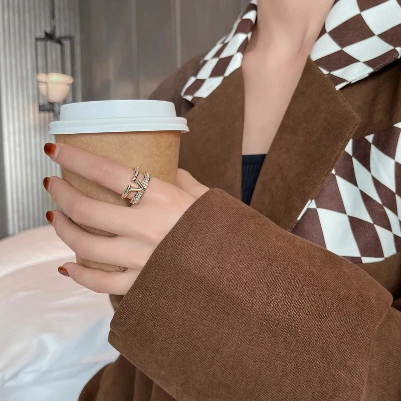 Crystal Chevron Ring-Rings-Yiyae-Yiyae