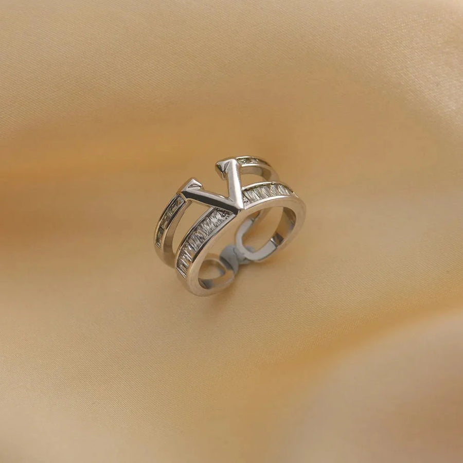 Crystal Chevron Ring