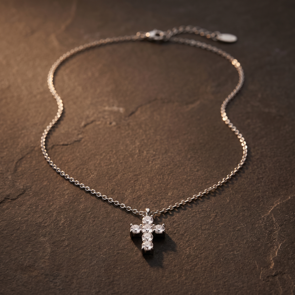Crystal Cross Necklace-Necklaces-Yiyae-Yiyae