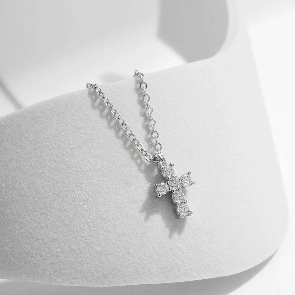 Crystal Cross Necklace-Necklaces-Yiyae-Yiyae