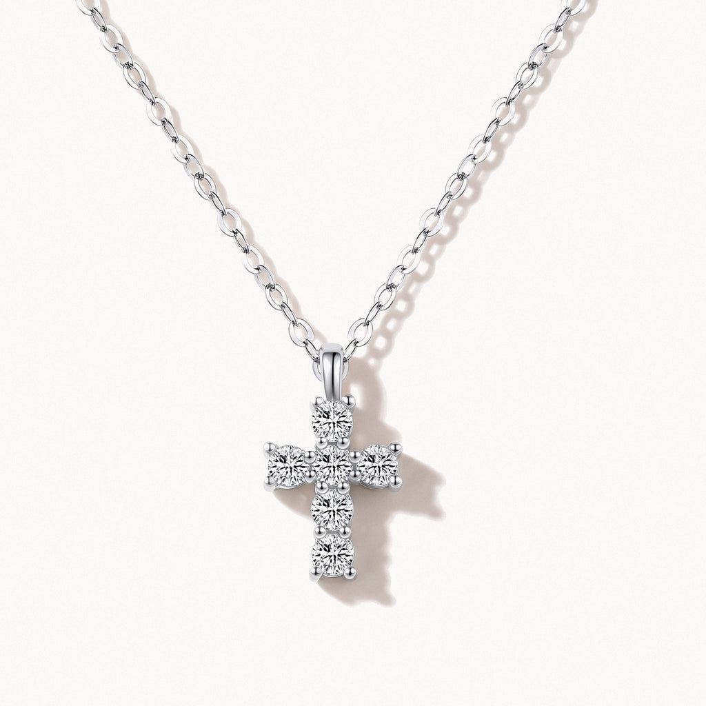 Crystal Cross Necklace-Necklaces-Yiyae-Silver-Yiyae