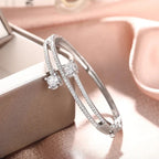 Crystal Double Bar Bangle-Bracelets-Yiyae-Yiyae