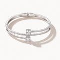 Crystal Double Bar Bangle-Bracelets-Yiyae-Silver-Yiyae
