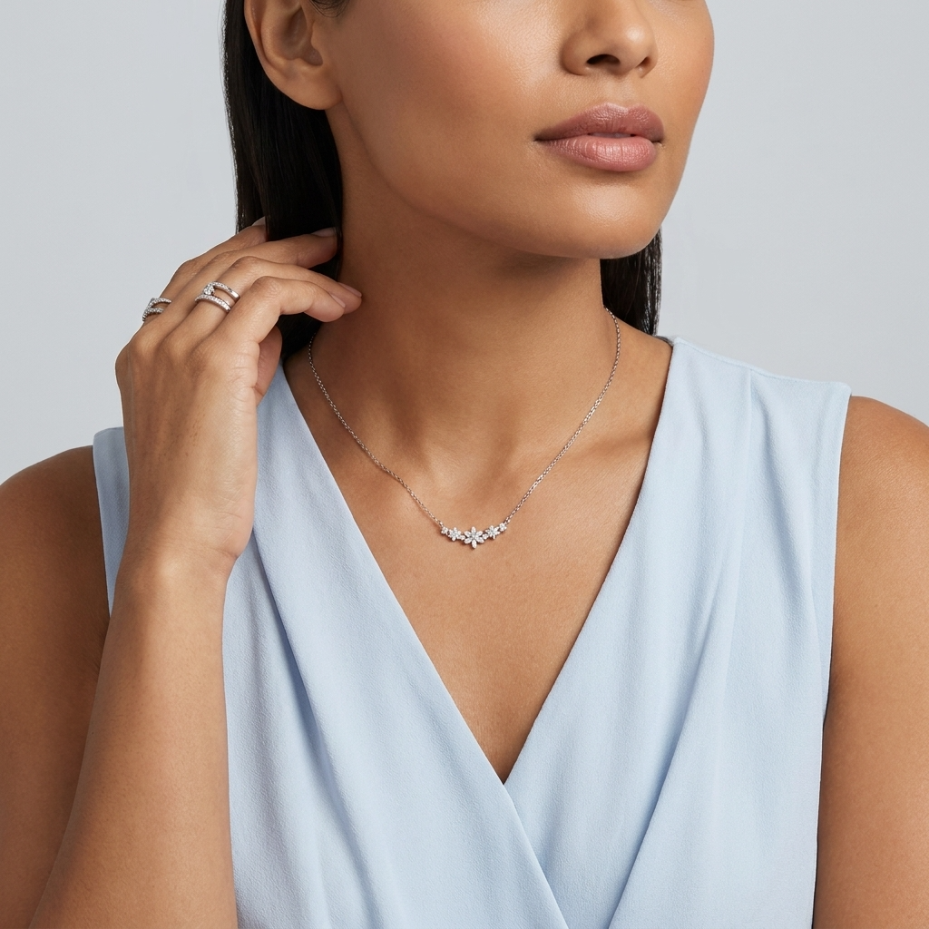 Crystal Flower Necklace-Necklaces-Yiyae-Yiyae