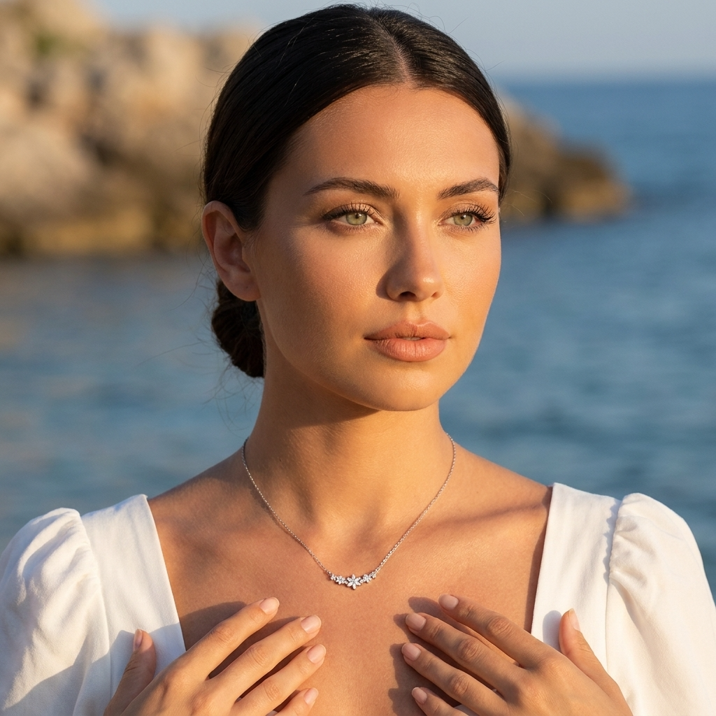 Crystal Flower Necklace-Necklaces-Yiyae-Yiyae