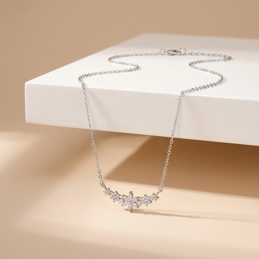 Crystal Flower Necklace-Necklaces-Yiyae-Yiyae
