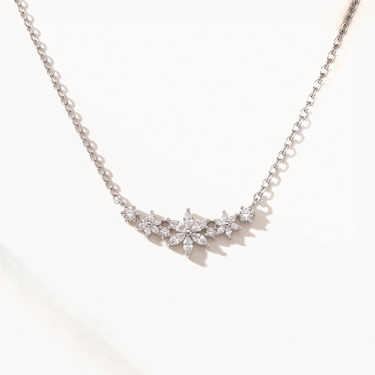 Crystal Flower Necklace-Necklaces-Yiyae-Silver-Yiyae